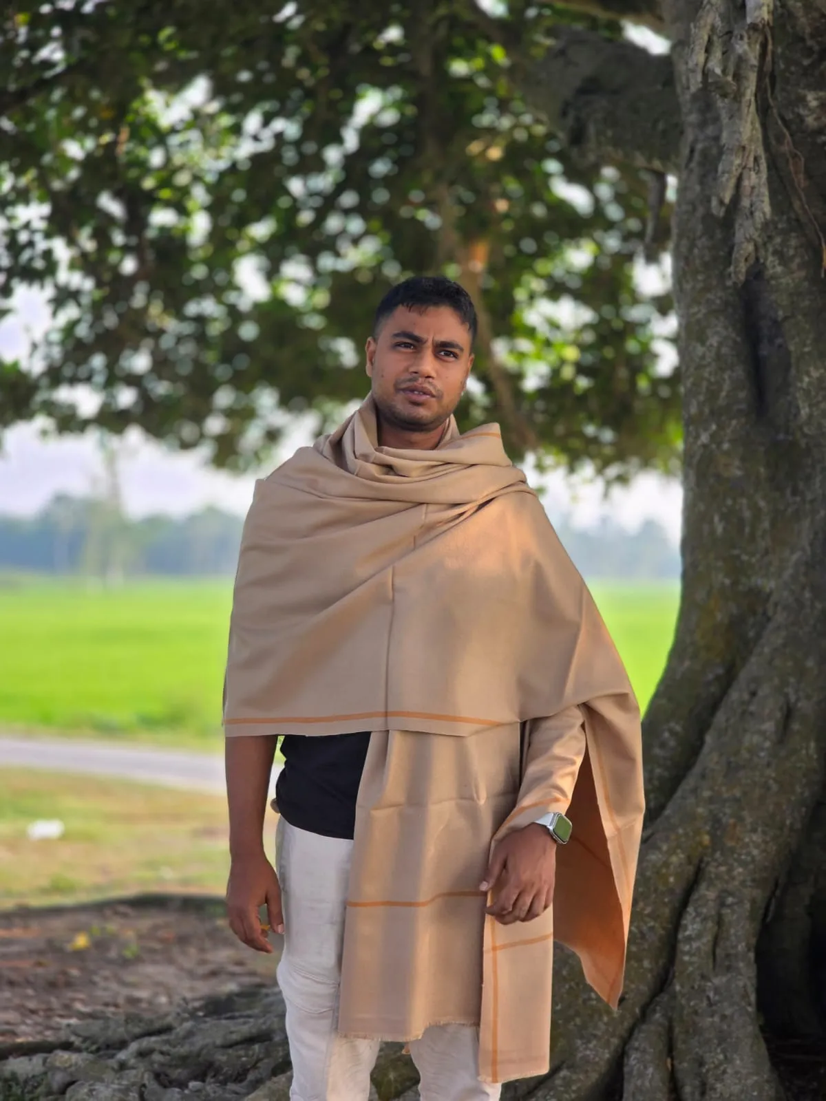 প্রিমিয়াম কোয়ালিটি জামদানী নেতা শাল - ক্যামেল শাল